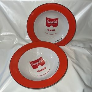 Andy Warhol Soup Bowl POP Art Campbell Soup Can Rim  9"- Set of two